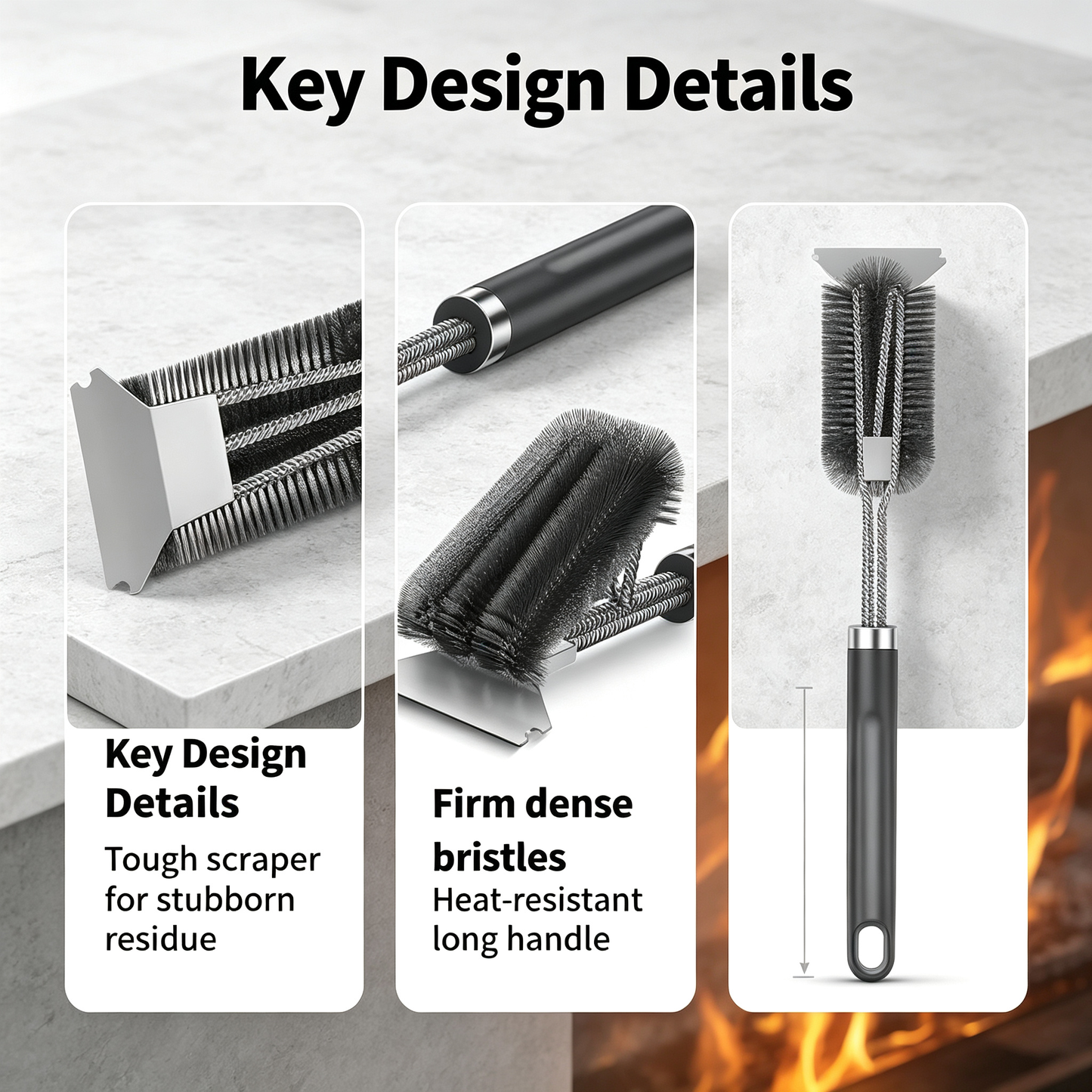 Long Handle BBQ Grill Cleaning Brush