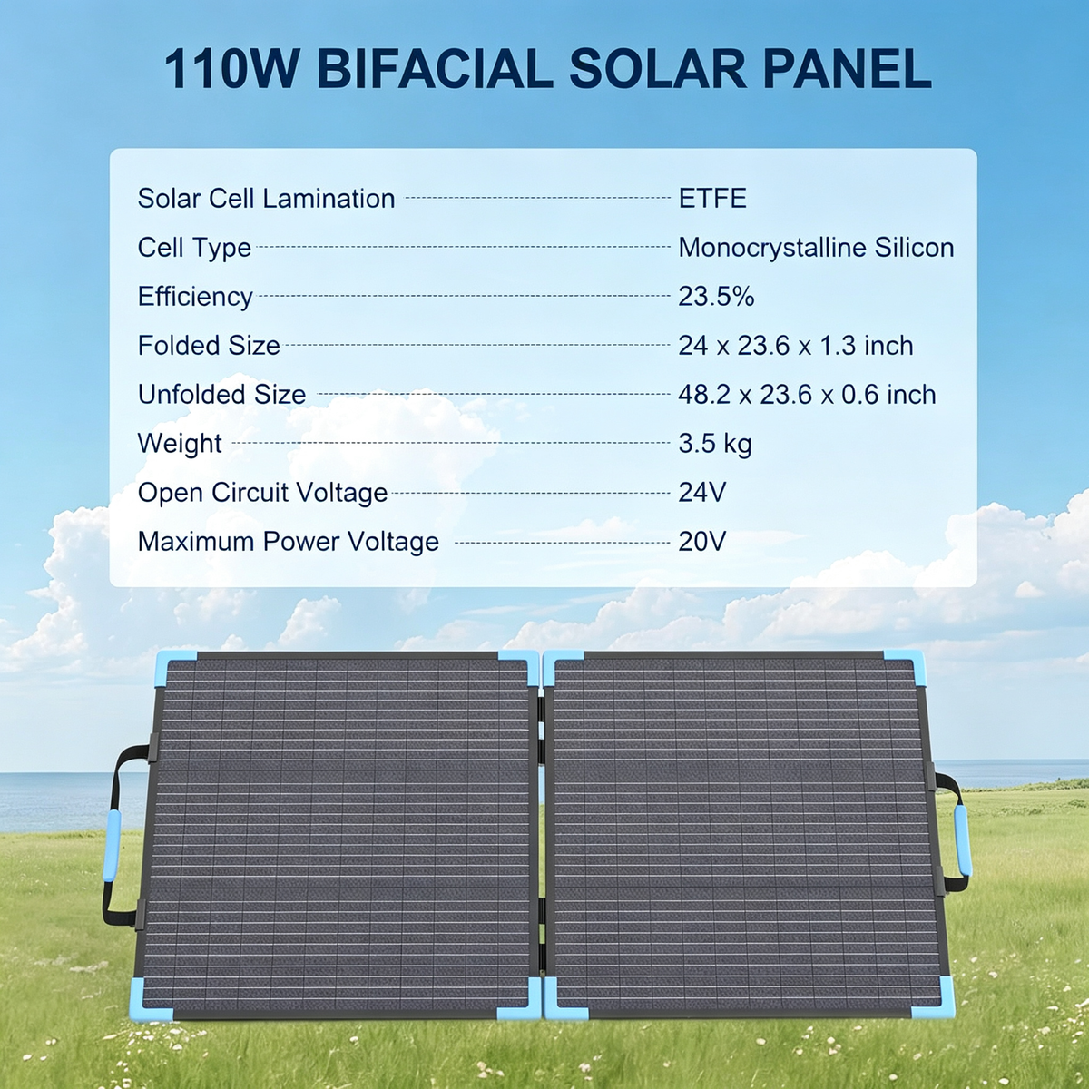 Foldable Bifacial Solar Panel Kit