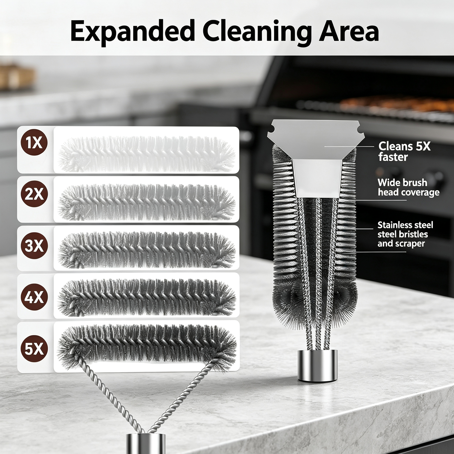 Long Handle BBQ Grill Cleaning Brush