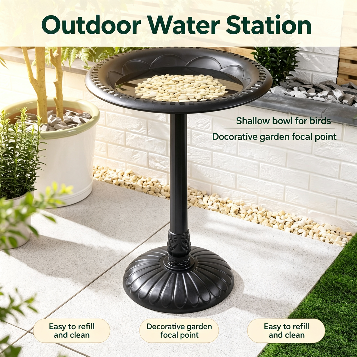 48cm Decorative Garden Bird Bath