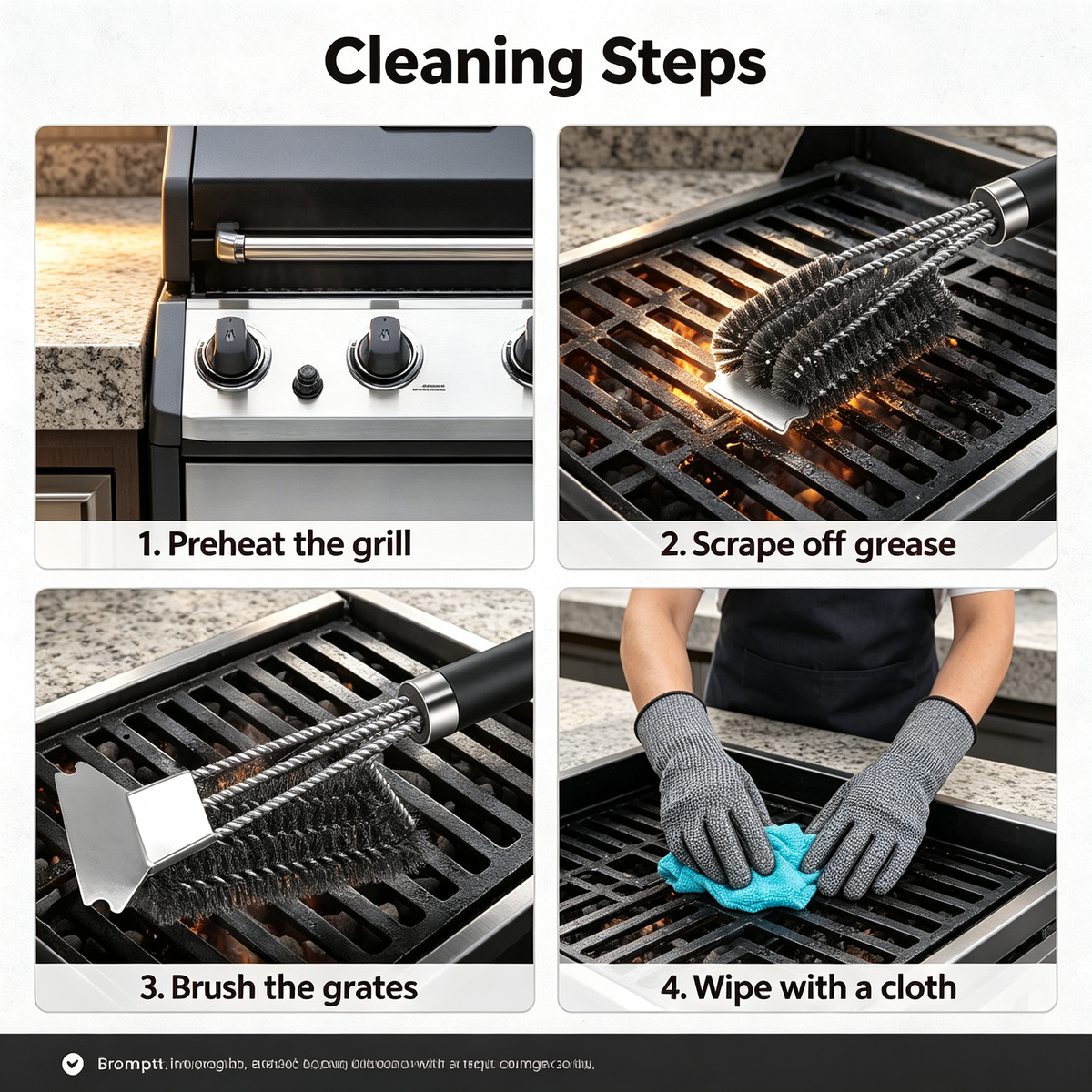 Long Handle BBQ Grill Cleaning Brush
