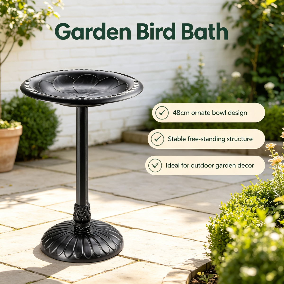 48cm Decorative Garden Bird Bath