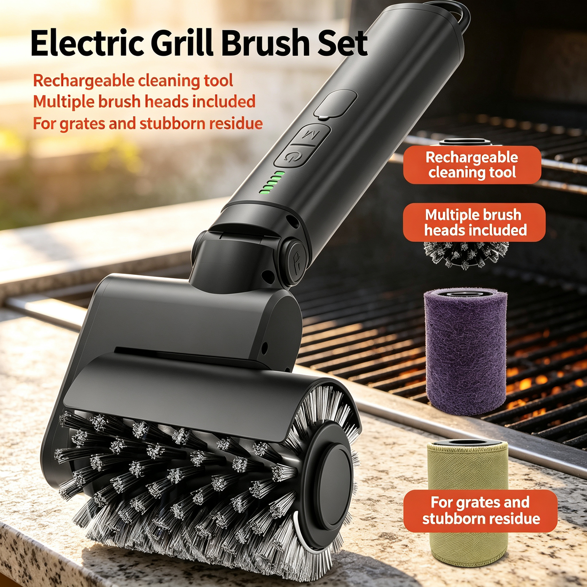 Rechargeable Electric Grill Cleaning Brush