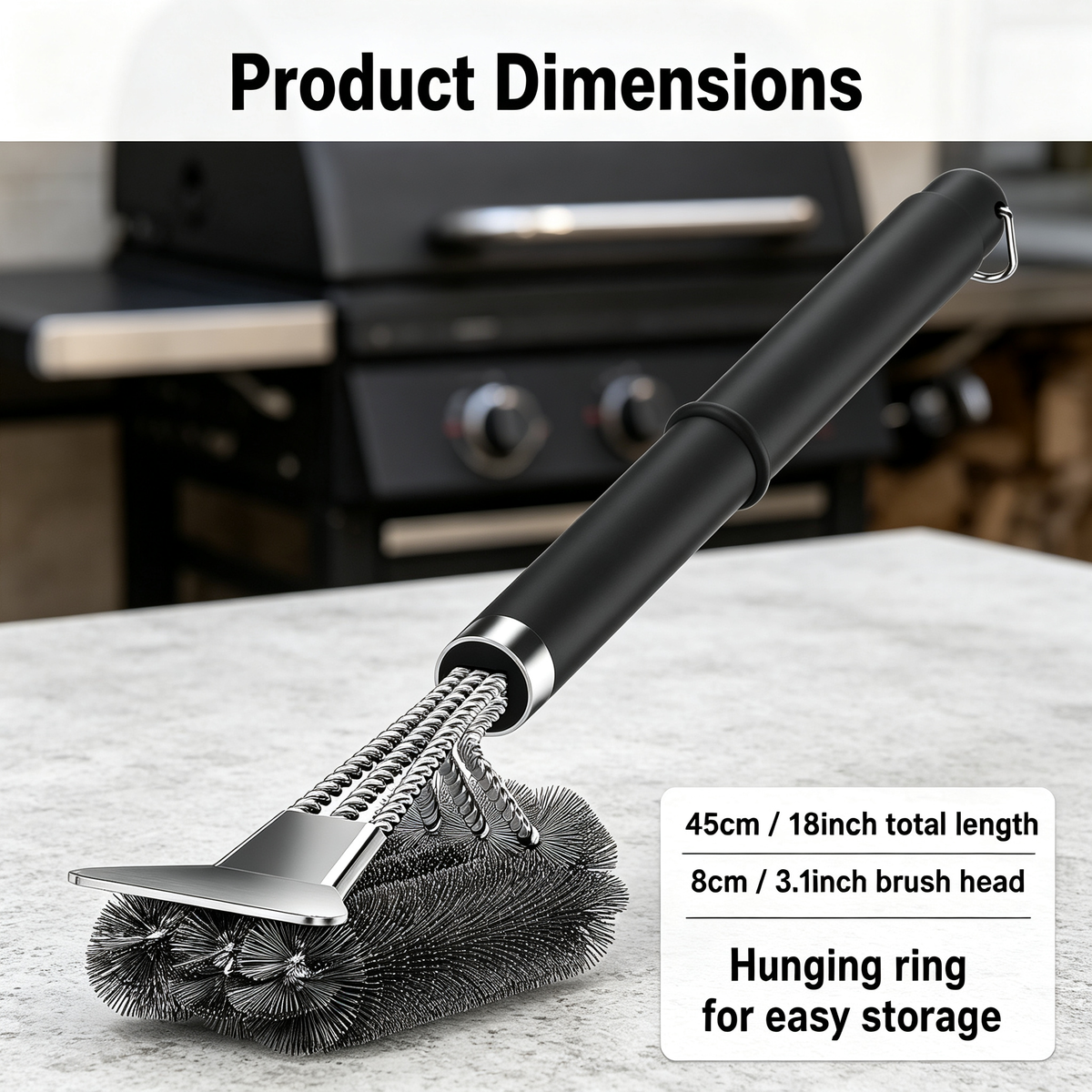 Long Handle BBQ Grill Cleaning Brush